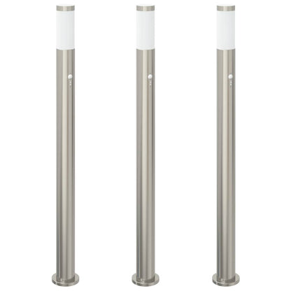 Pollerleuchten mit Sensor 3er 110 cm Edelstahl IP44