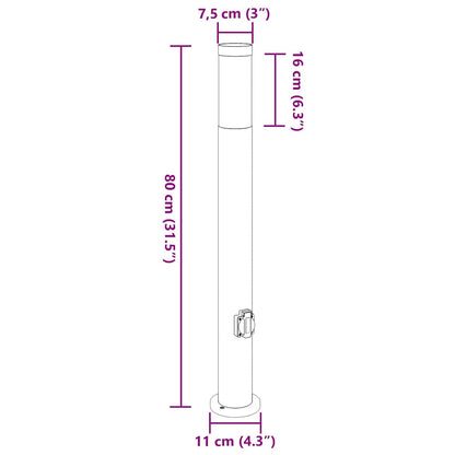 Pollerleuchten mit Auslass 3er 80 cm Edelstahl IP44