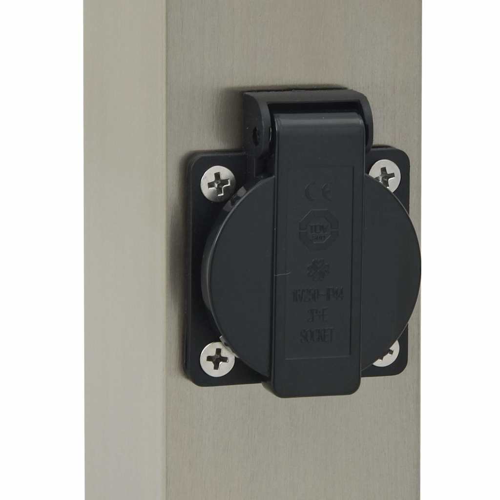 Pollerleuchten mit Sensor&Steckdose 3 Stk. 80 cm Edelstahl IP44