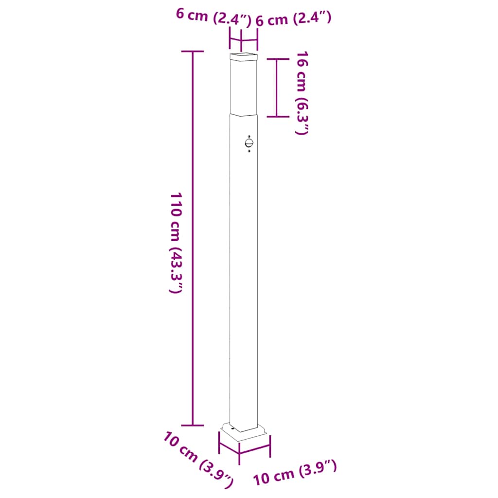 Pollerleuchten mit Sensor 3 Stk. 110 cm Schwarz IP44