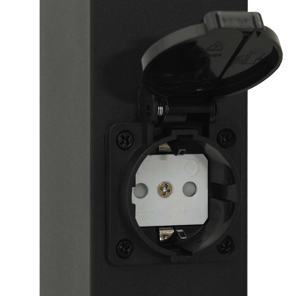 Pollerleuchte mit Sensor und Steckdose 50 cm Schwarz IP44