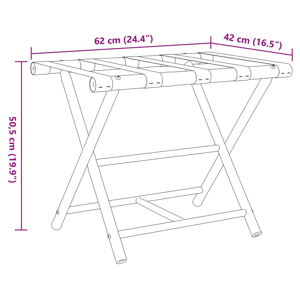 Gepäckablage Klappbar 62x42x50,5 cm Bambus