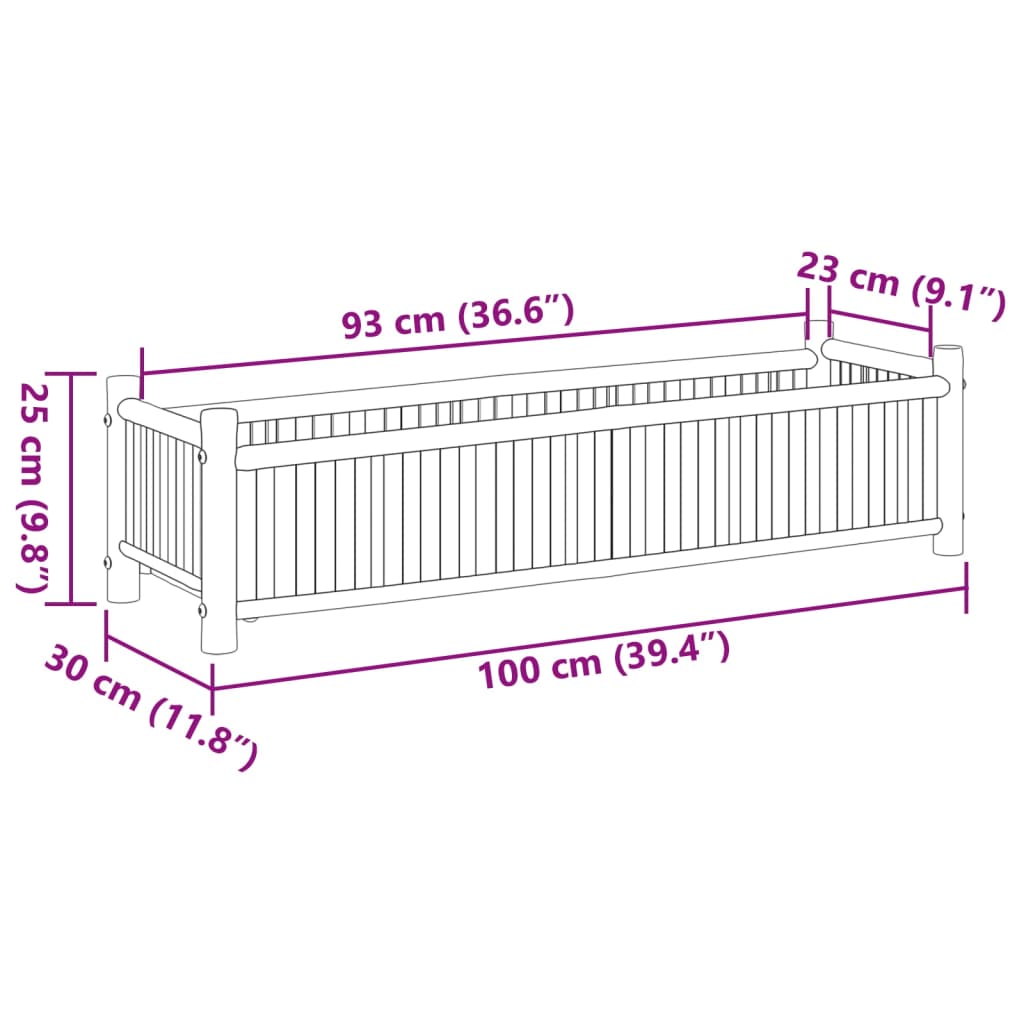 Pflanzkübel 100x30x25 cm Bambus