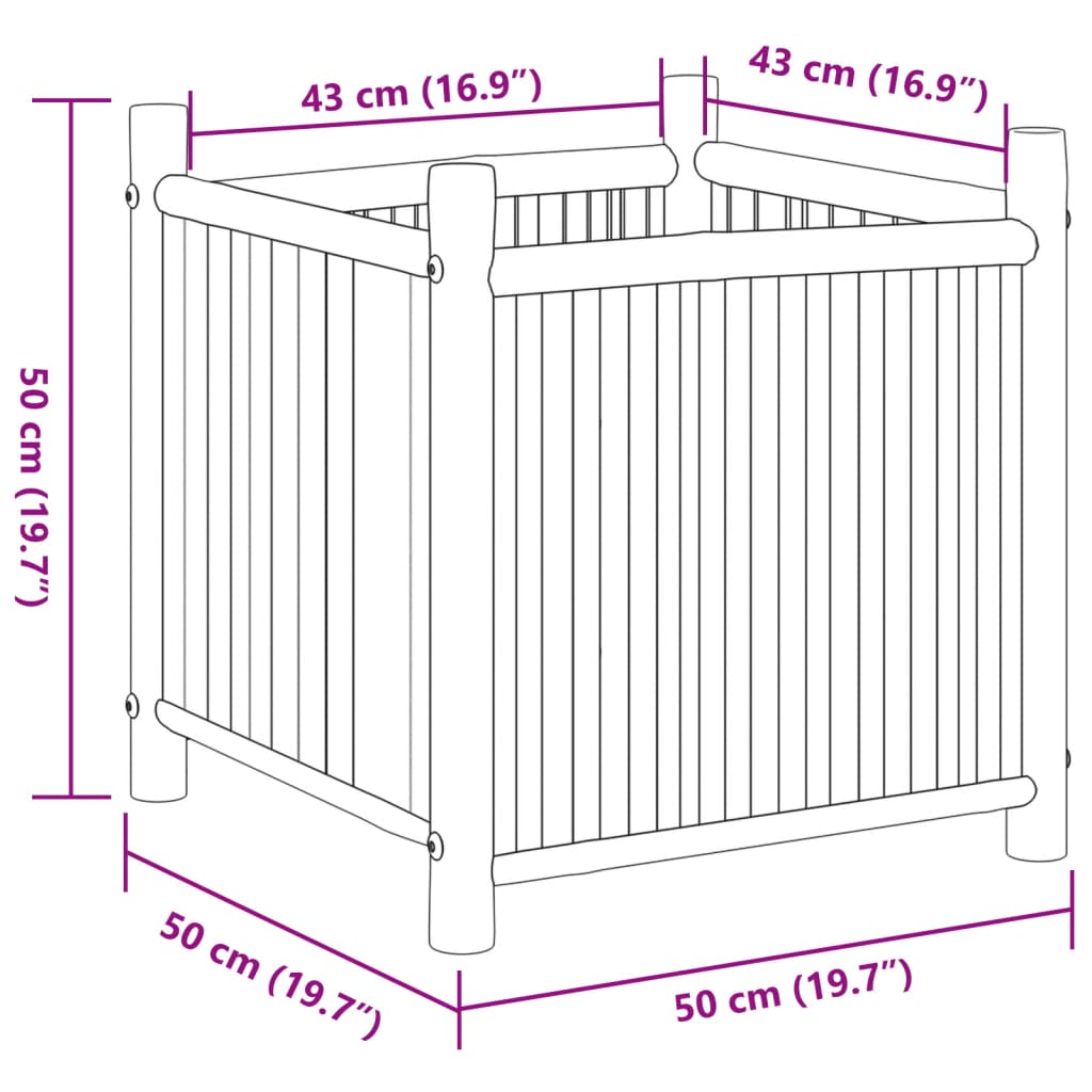 Pflanzkübel 50x50x50 cm Bambus