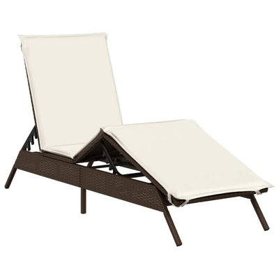 Sonnenliegen mit Auflagen 2 Stk. Braun Poly Rattan