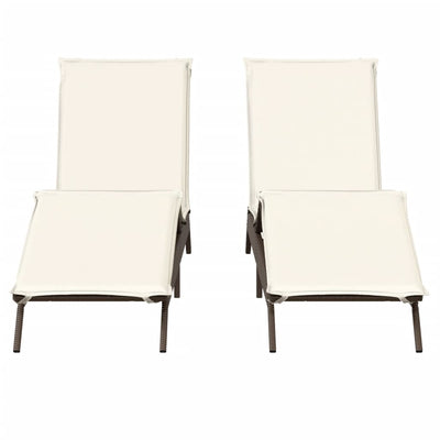 Sonnenliegen mit Auflagen 2 Stk. Braun Poly Rattan