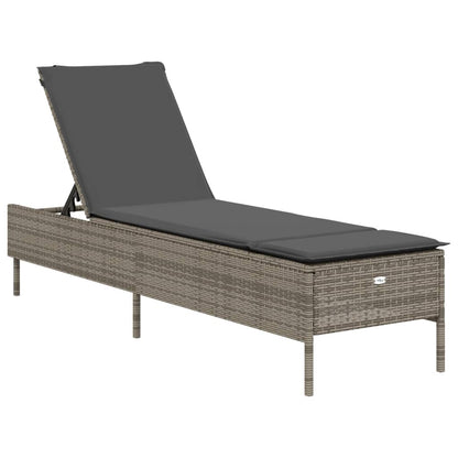 Sonnenliegen mit Auflagen 2 Stk. Grau Poly Rattan