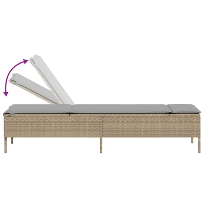 Sonnenliegen mit Auflagen 2 Stk. Beige Poly Rattan