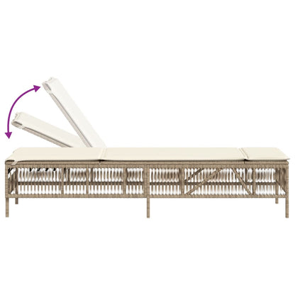 Sonnenliegen mit Auflagen 2 Stk. Beige Poly Rattan