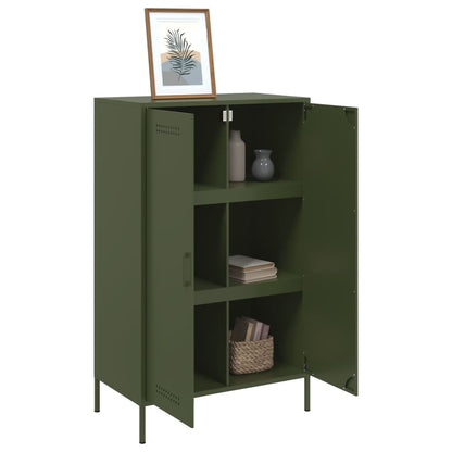 Highboard Olivgrün 68x39x113 cm Stahl