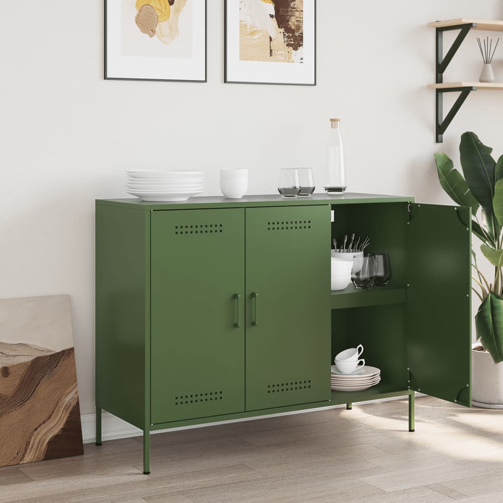 Sideboard Olivgrün 100,5x39x79 cm Stahl