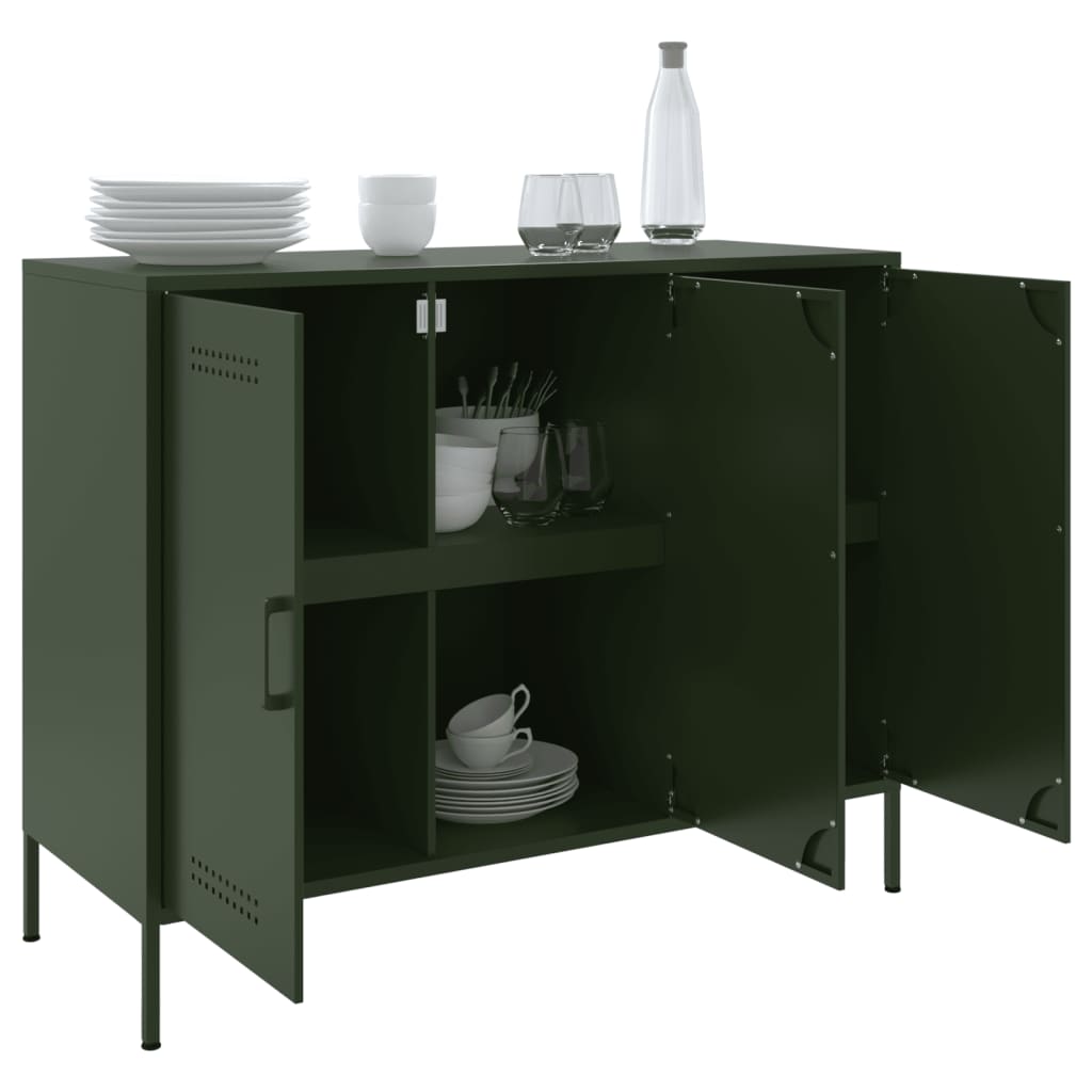 Sideboard Olivgrün 100,5x39x79 cm Stahl