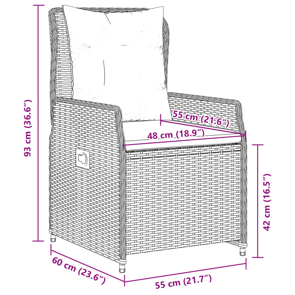 7-tlg. Garten-Essgruppe mit Kissen Beige Poly Rattan