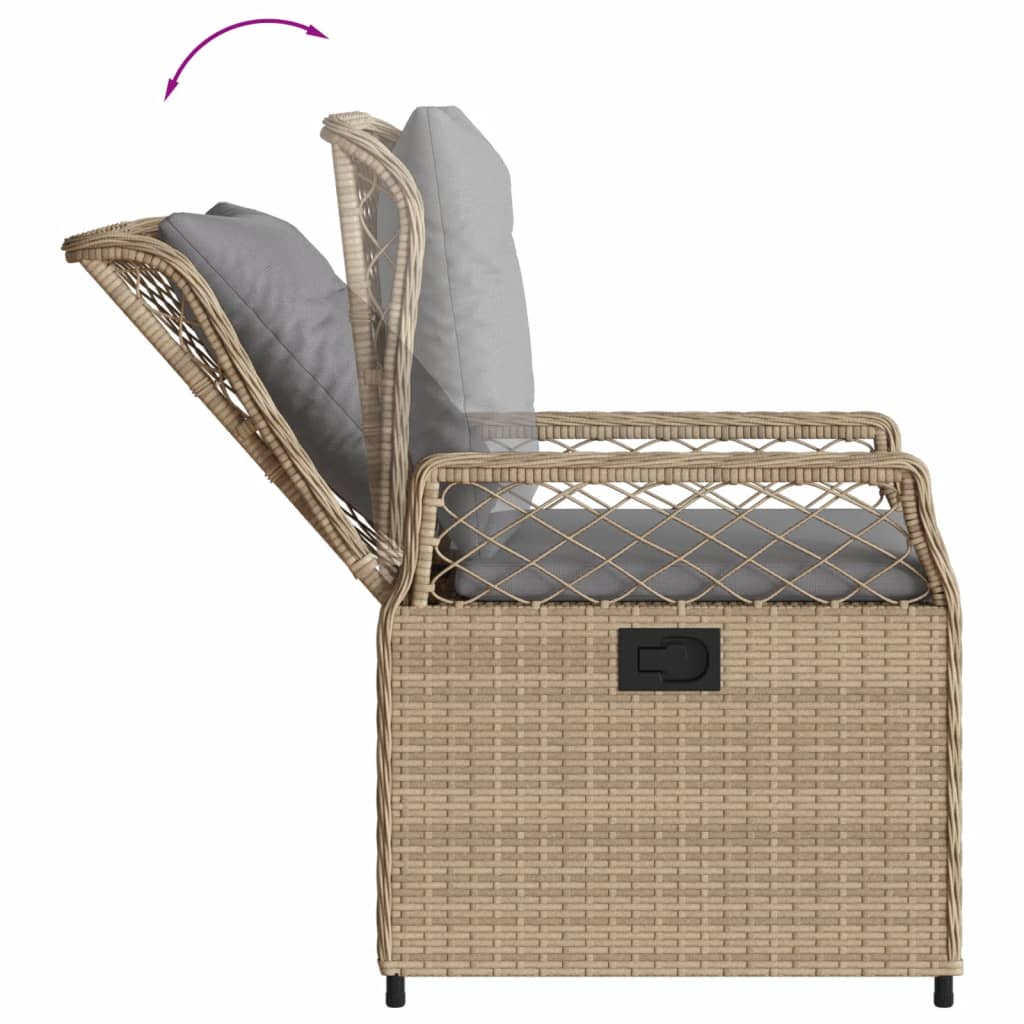 7-tlg. Garten-Essgruppe mit Kissen Beige Poly Rattan