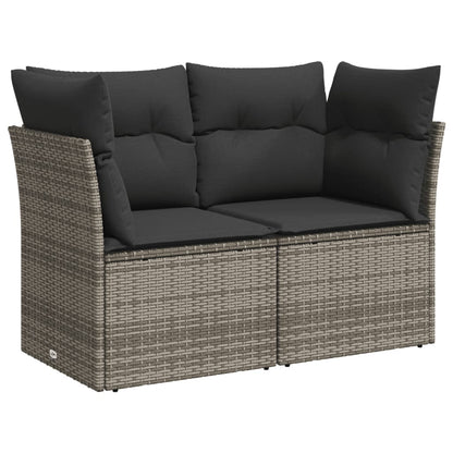 5-tlg. Garten-Sofagarnitur mit Kissen Grau Poly Rattan