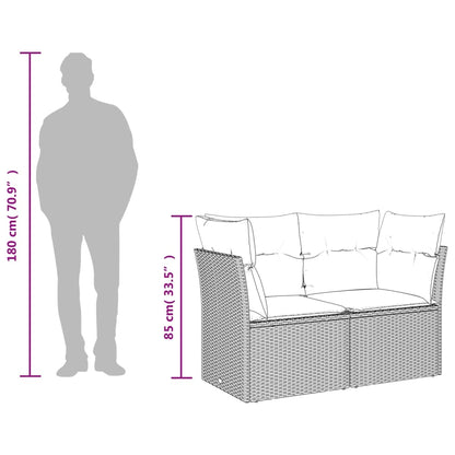 7-tlg. Garten-Sofagarnitur mit Kissen Grau Poly Rattan