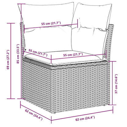 9-tlg. Garten-Sofagarnitur mit Kissen Schwarz Poly Rattan