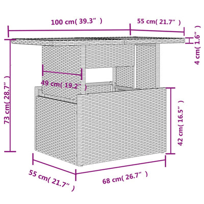 10-tlg. Garten-Sofagarnitur mit Kissen Grau Poly Rattan