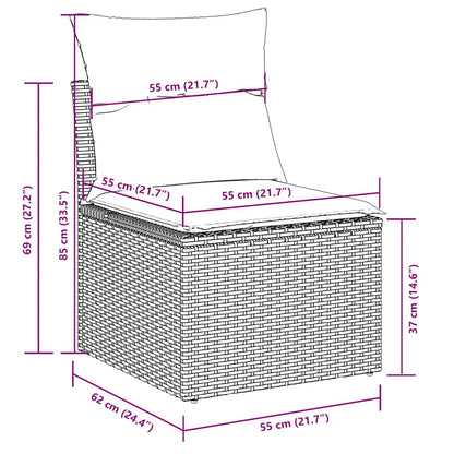 11-tlg. Garten-Sofagarnitur mit Kissen Schwarz Poly Rattan