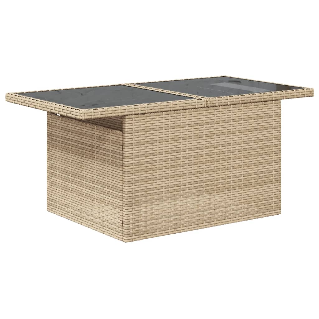 10-tlg. Garten-Sofagarnitur mit Kissen Beige Poly Rattan