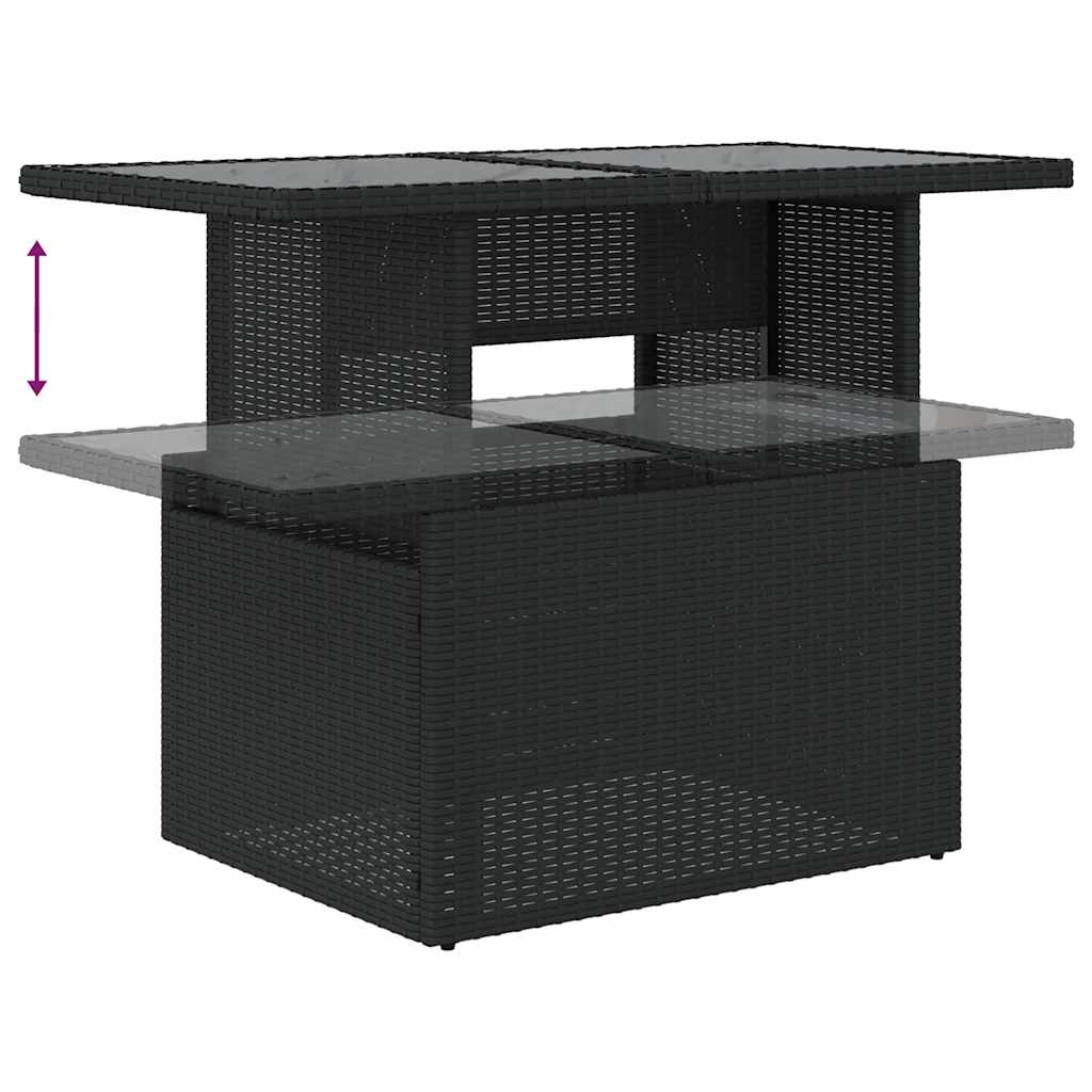 10-tlg. Garten-Sofagarnitur mit Kissen Schwarz Poly Rattan