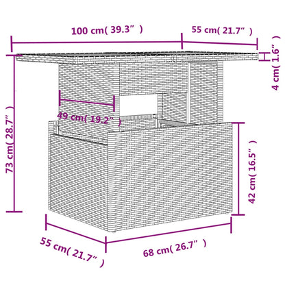 10-tlg. Garten-Sofagarnitur mit Kissen Hellgrau Poly Rattan