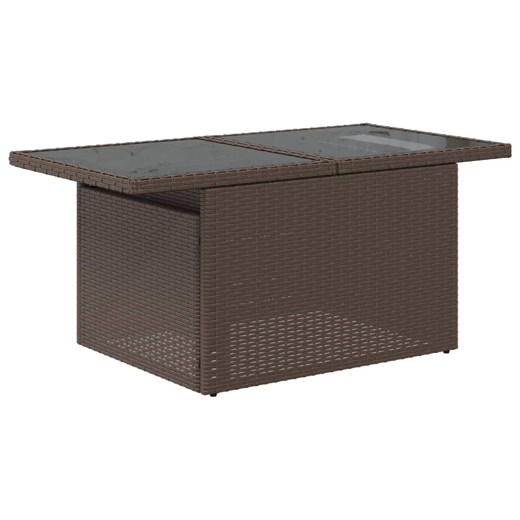 11-tlg. Garten-Sofagarnitur mit Kissen Braun Poly Rattan