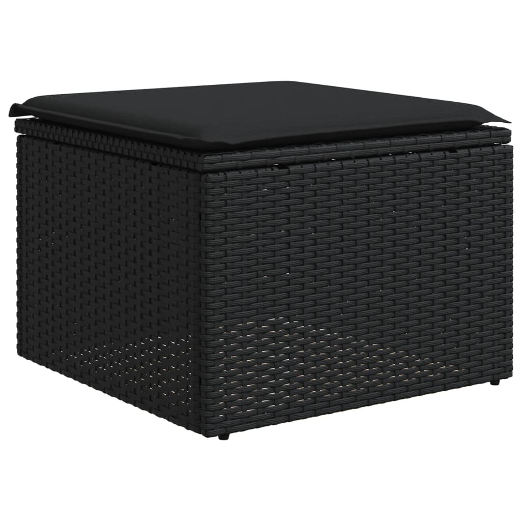 9-tlg. Garten-Sofagarnitur mit Kissen Schwarz Poly Rattan