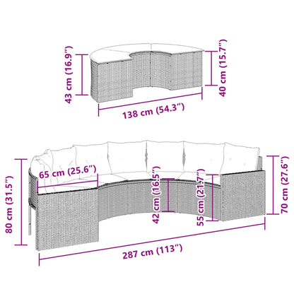 2-tlg. Garten-Sofagarnitur Halbrund Beige Poly-Rattan