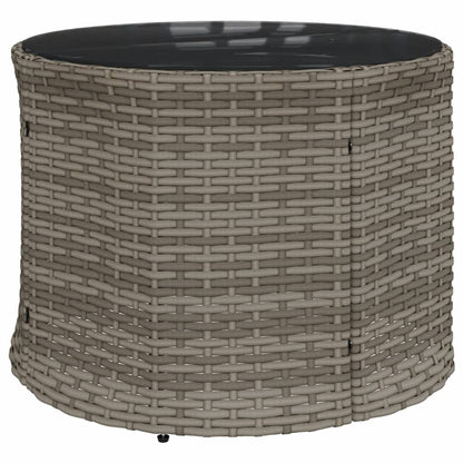 3-tlg. Garten-Sofagarnitur Halbrund Grau Poly Rattan