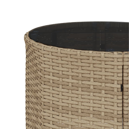 3-tlg. Garten-Sofagarnitur Halbrund Beige Poly-Rattan