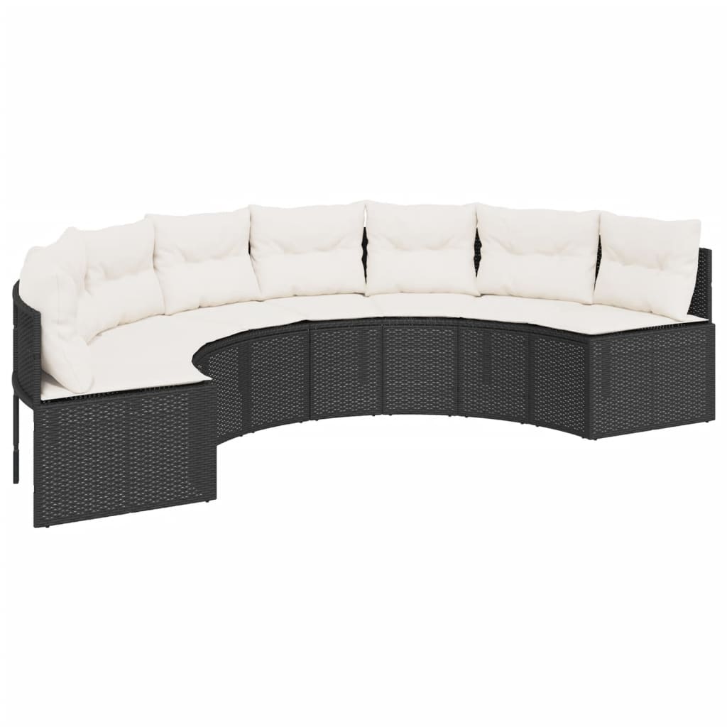 2-tlg. Garten-Sofagarnitur Halbrund Schwarz Poly-Rattan