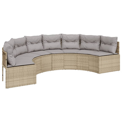 2-tlg. Garten-Sofagarnitur Halbrund Beige Poly-Rattan