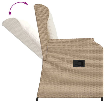 5-tlg. Garten-Lounge-Set mit Kissen Beige Poly Rattan