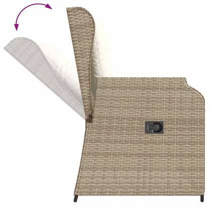 3-tlg. Garten-Lounge-Set mit Kissen Beige Poly Rattan