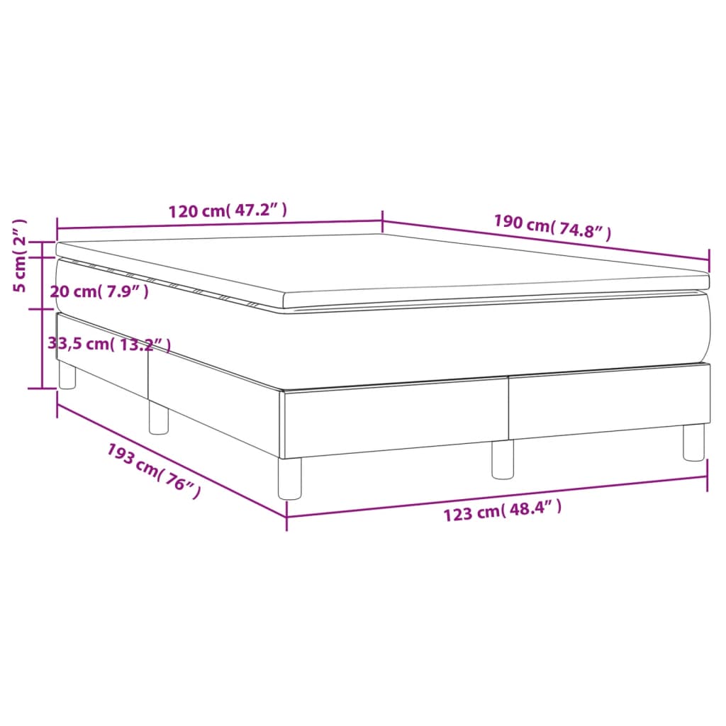 Boxspringbett mit Matratze Hellgrau 120x190 cm Samt