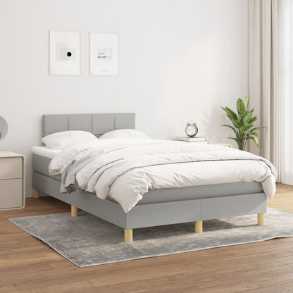 Boxspringbett mit Matratze Hellgrau 120x190 cm Stoff