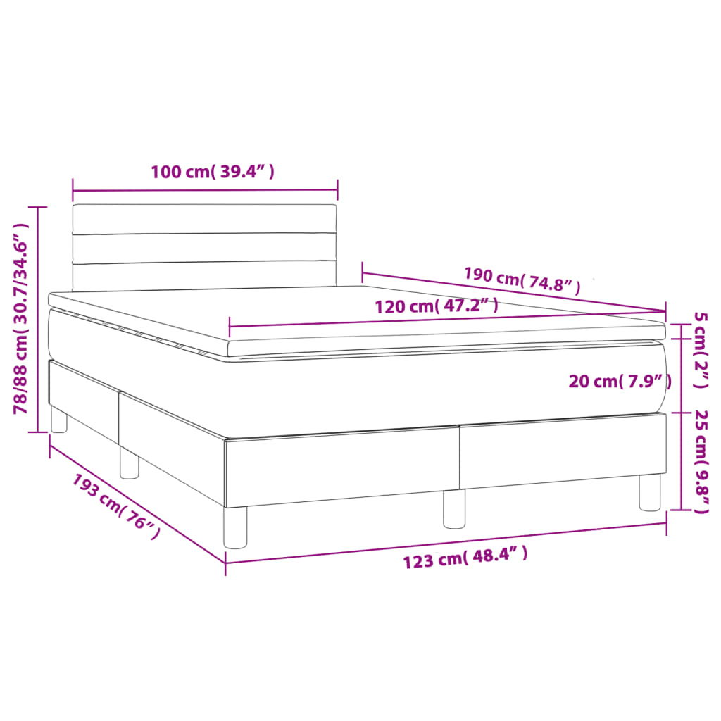 Boxspringbett mit Matratze Hellgrau 120x190 cm Stoff