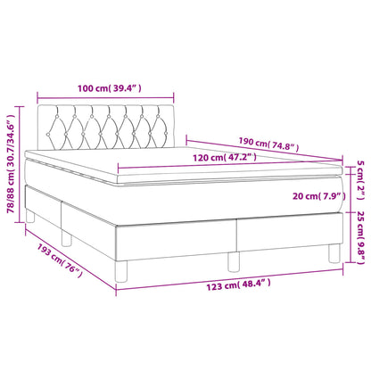 Boxspringbett mit Matratze Hellgrau 120x190 cm Stoff