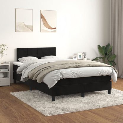 Boxspringbett mit Matratze Schwarz 120x190 cm Samt