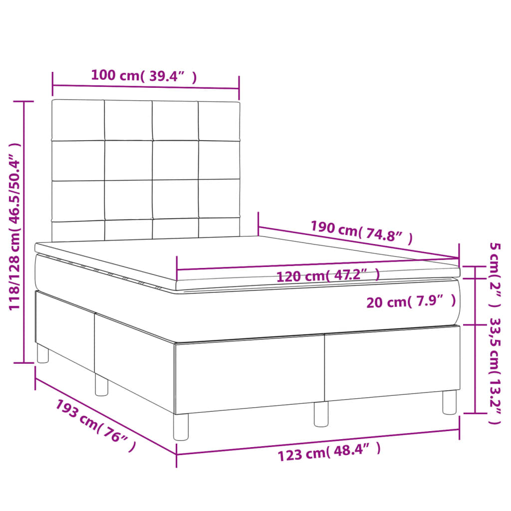 Boxspringbett mit Matratze Dunkelbraun 120x190 cm Stoff