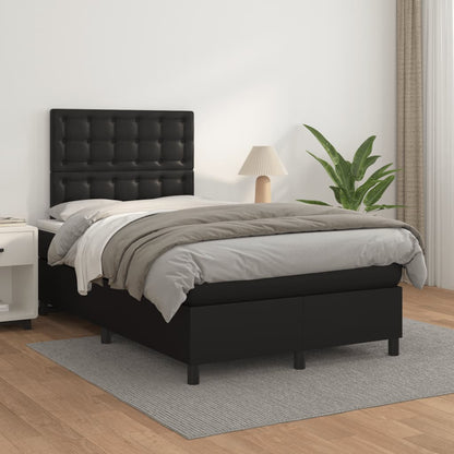 Boxspringbett mit Matratze Schwarz 120x190 cm Kunstleder