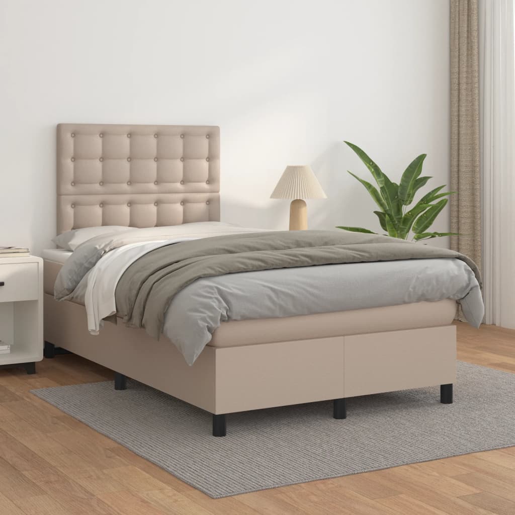 Boxspringbett Matratze Cappuccino-Braun 120x190 cm Kunstleder