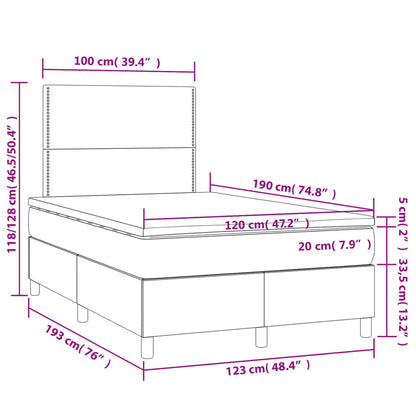 Boxspringbett mit Matratze Hellgrau 120x190 cm Samt