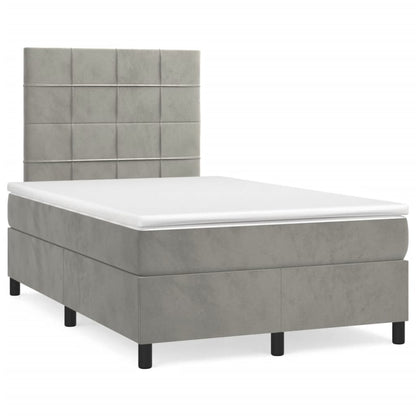 Boxspringbett mit Matratze Hellgrau 120x190 cm Samt