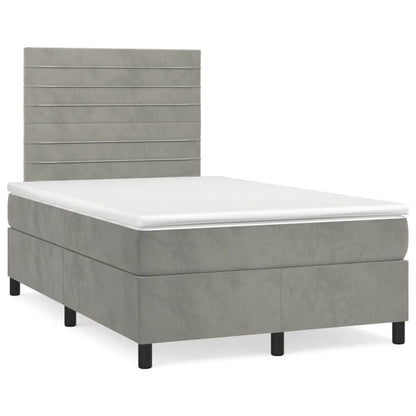 Boxspringbett mit Matratze Hellgrau 120x190 cm Samt