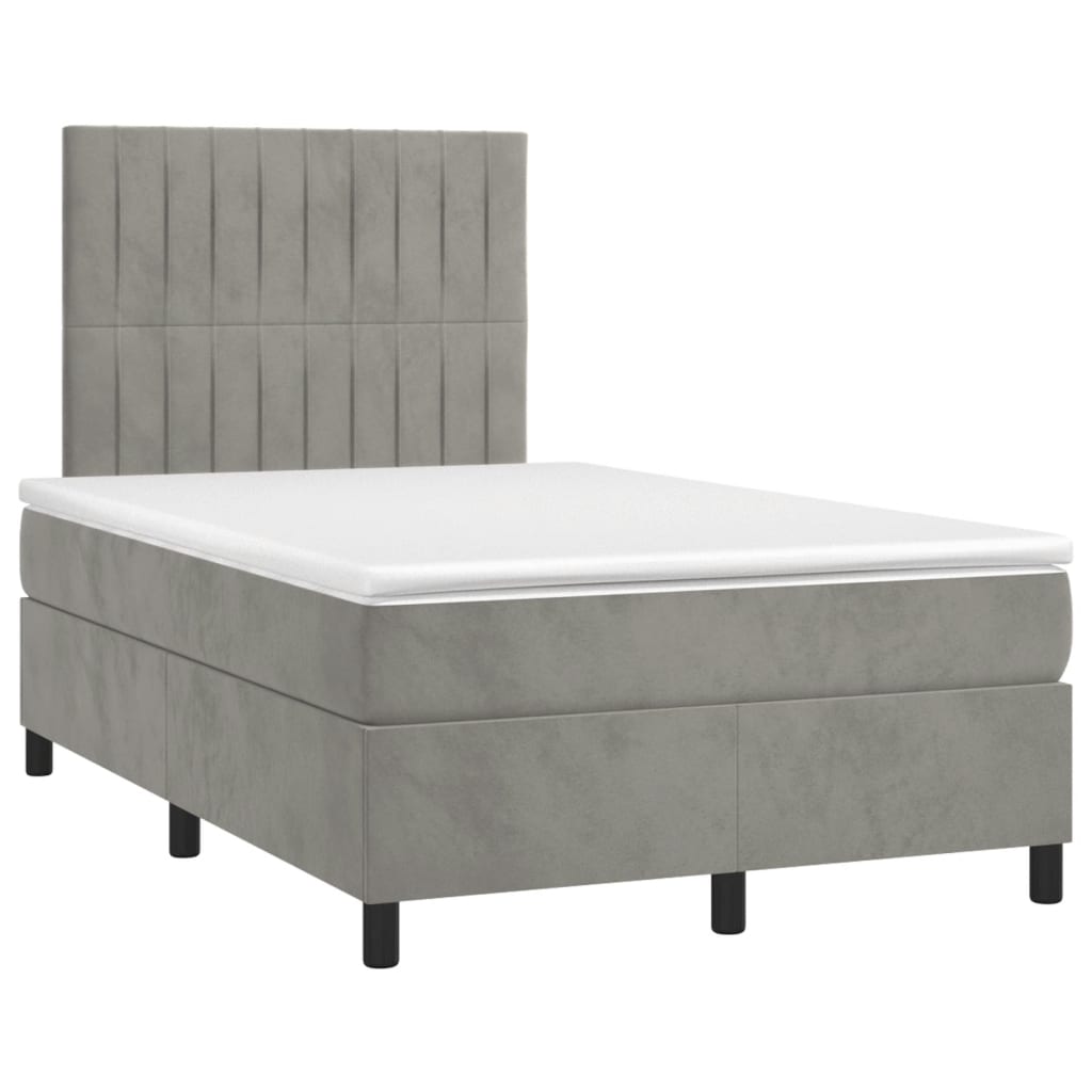 Boxspringbett mit Matratze Hellgrau 120x190 cm Samt