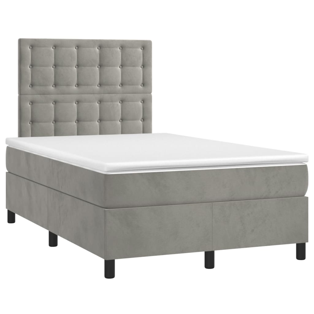 Boxspringbett mit Matratze Hellgrau 120x190 cm Samt