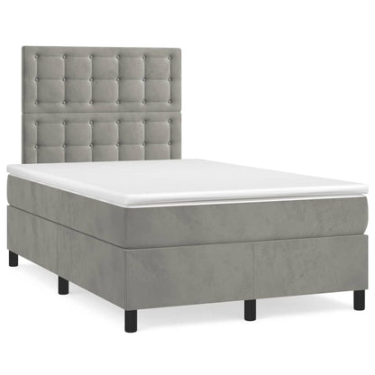 Boxspringbett mit Matratze Hellgrau 120x190 cm Samt