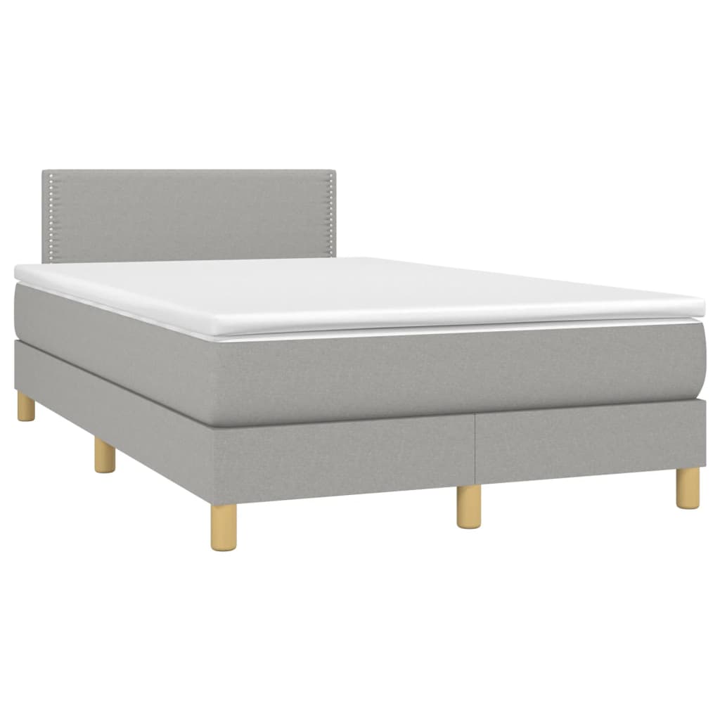 Boxspringbett mit Matratze & LED Hellgrau 120x190 cm Stoff